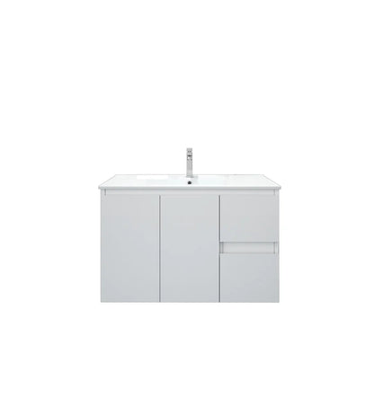 BIANCA 900mm MDF Wall-Hung Vanity (LHD) - 900mm / Left-Hand  Drawer Cabinet + Ceramic Top