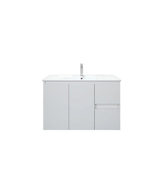BIANCA 900mm MDF Wall-Hung Vanity (LHD) - 900mm / Left-Hand  Drawer Cabinet + Ceramic Top