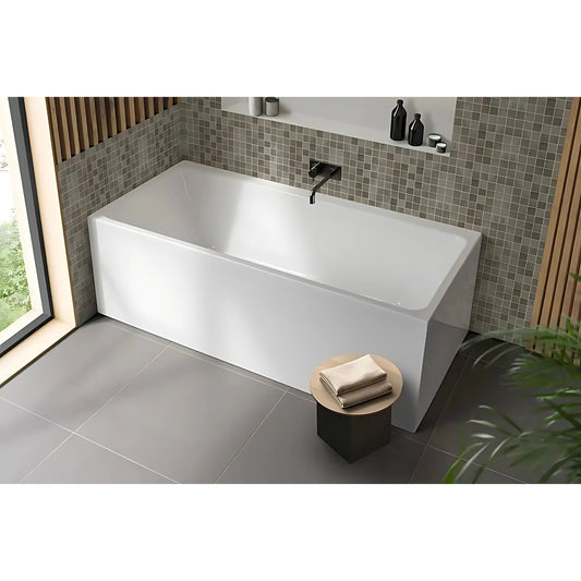 DECINA BIANCO FREESTANDING BACK TO WALL BATHTUB GLOSS WHITE (AVAILABLE IN 1400MM, 1500MM AND 1700MM)
