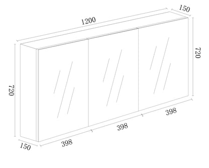 MDF Shaving Cabinet 1200mm - Gloss White