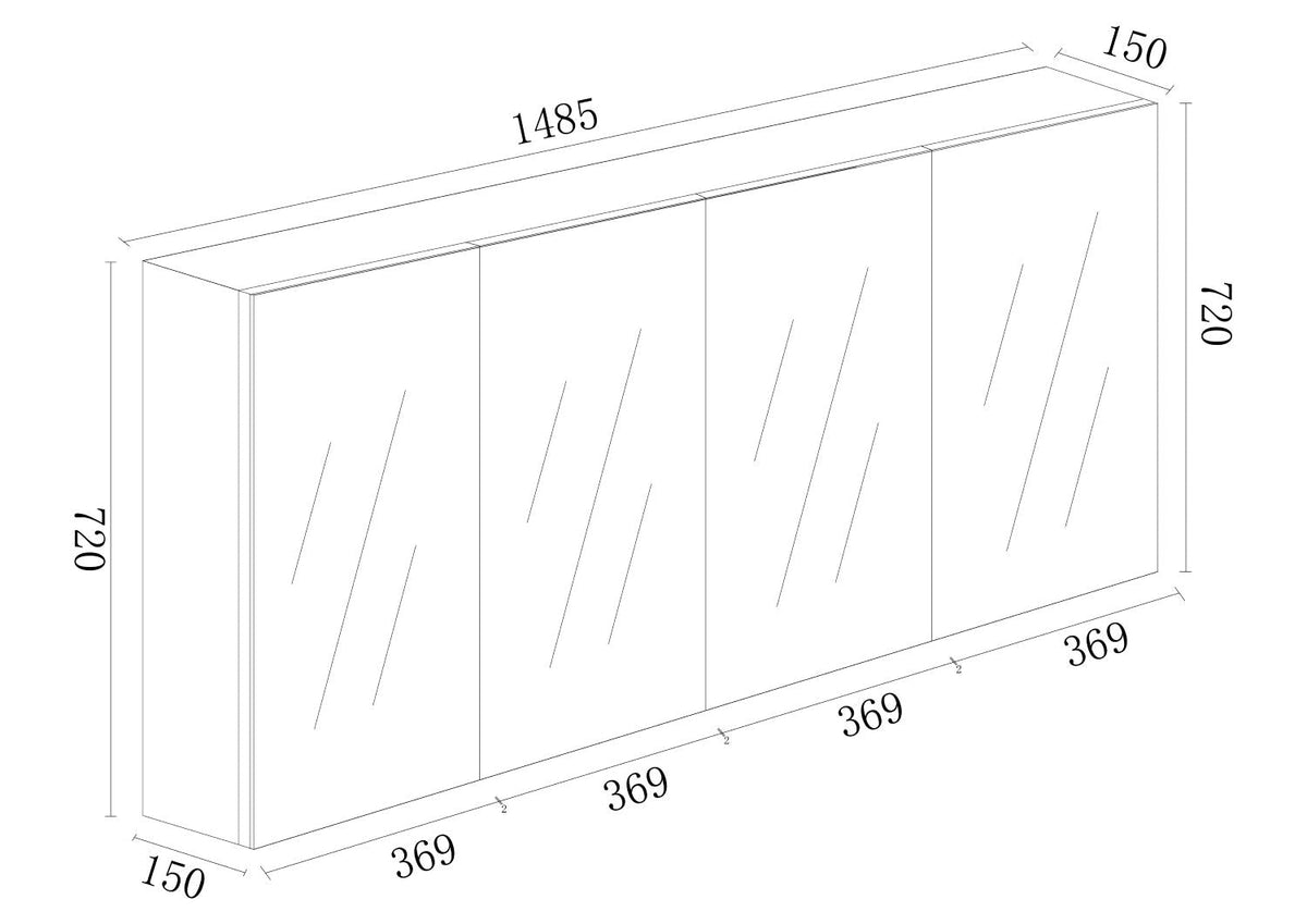 MDF Shaving Cabinet 1500mm - Gloss White