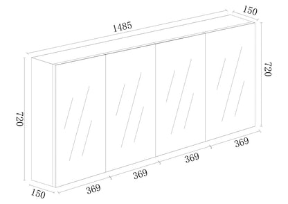 MDF Shaving Cabinet 1500mm - Gloss White