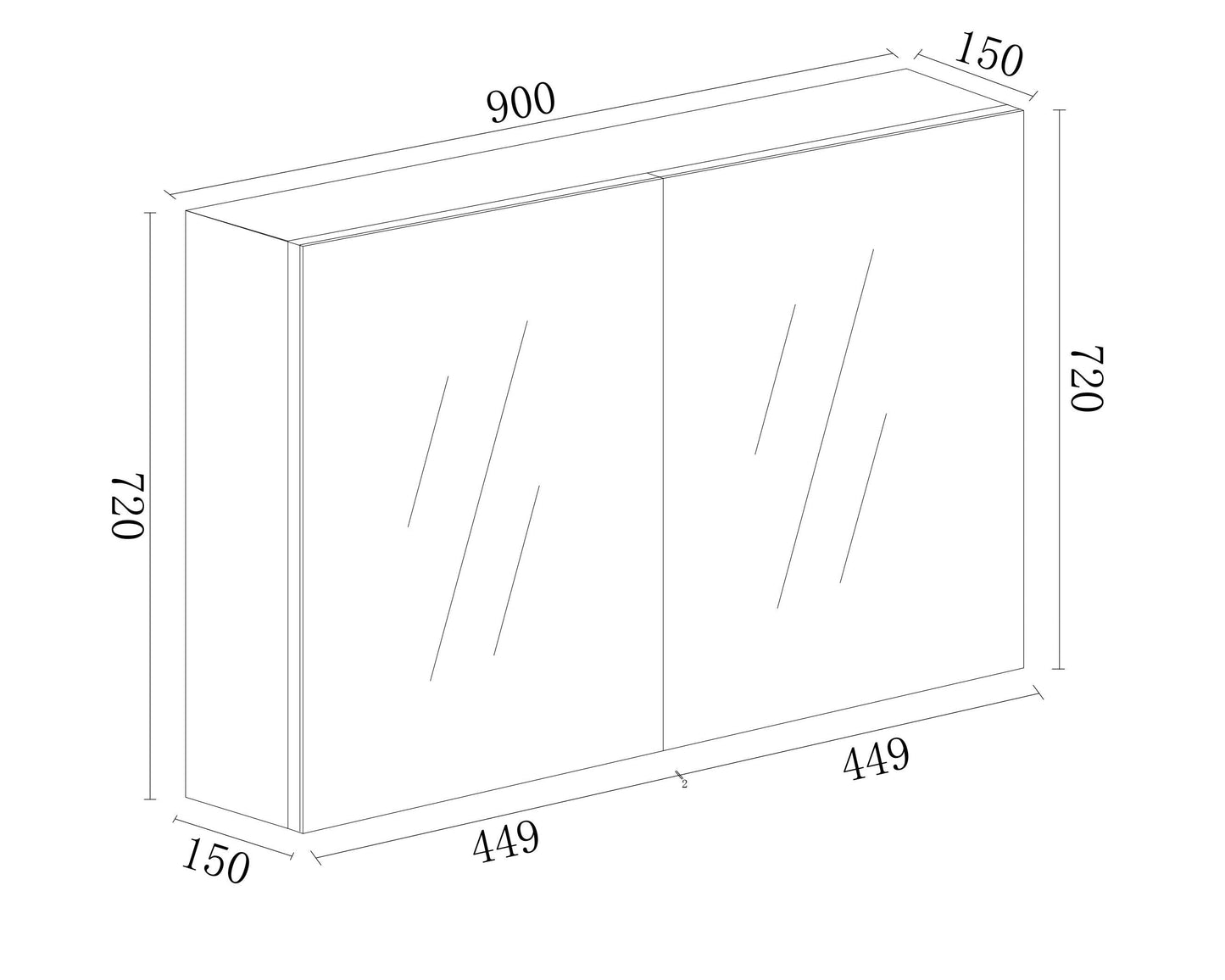 MDF Shaving Cabinet 900mm - Gloss White
