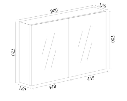 MDF Shaving Cabinet 900mm - Gloss White