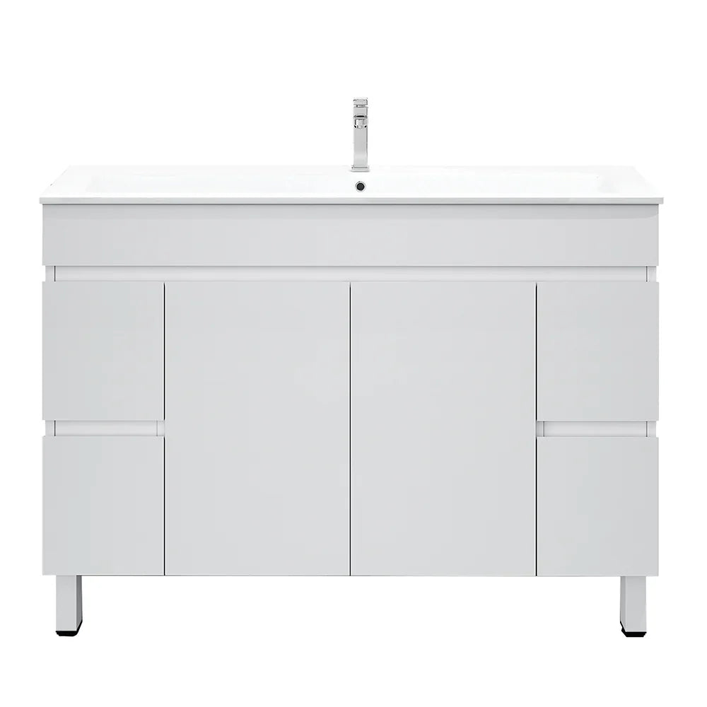 BIANCA 1200mm PVC Freestanding Vanity - 1200mm / Single Bowl Cabinet + Ceramic Top / Legs