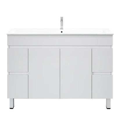 BIANCA 1200mm PVC Freestanding Vanity - 1200mm / Single Bowl Cabinet + Ceramic Top / KickBoard