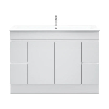 BIANCA 1200mm PVC Freestanding Vanity - 1200mm / Double Bowls Cabinet + Ceramic Top / KickBoard