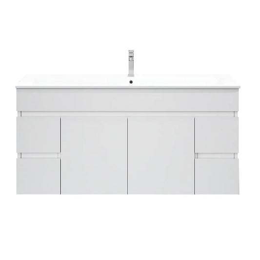 BIANCA 1200mm PVC Wall-Hung Vanity - 1200mm / Single Bowl / Cabinet + Ceramic Top