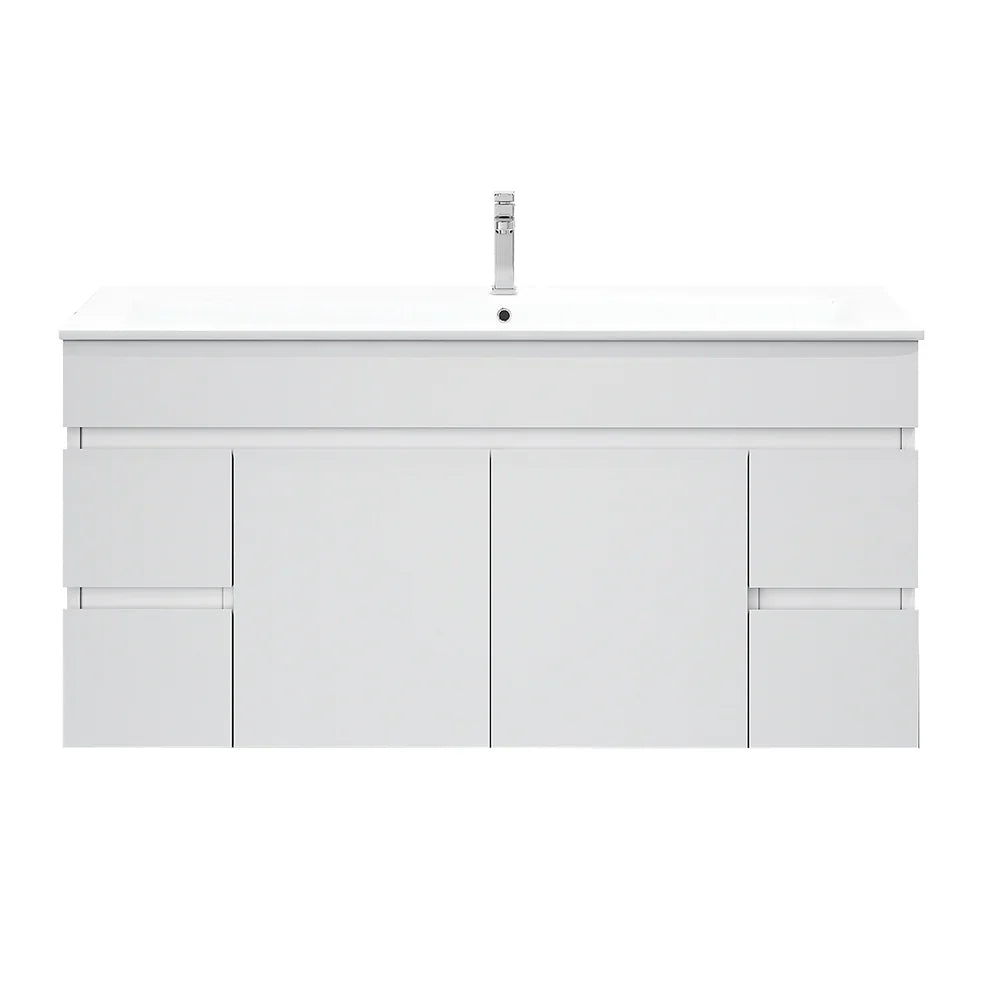 BIANCA 1200mm PVC Wall-Hung Vanity - 1200mm / Double Bowls / Cabinet + Ceramic Top