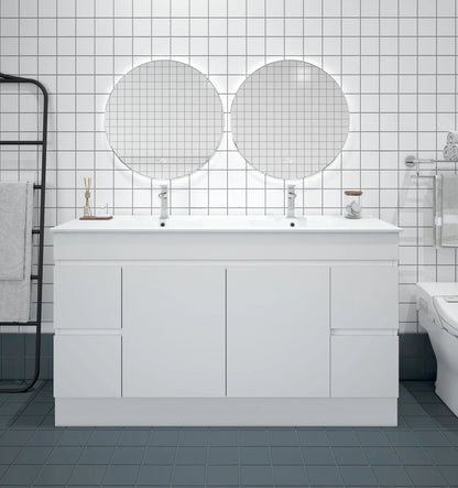 BIANCA 1500mm PVC Freestanding Vanity - 1500mm / Single Bowl Cabinet + Ceramic Top / Legs