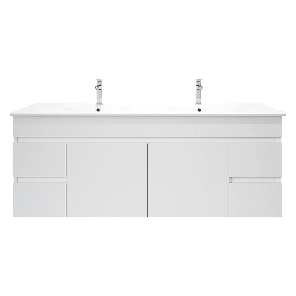 BIANCA 1500mm PVC Wall-Hung Vanity - 1500mm / Double Bowls / Cabinet + Ceramic Top