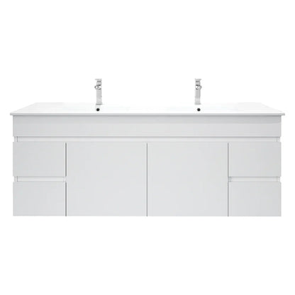 BIANCA 1500mm PVC Wall-Hung Vanity - 1500mm / Double Bowls / Cabinet + Ceramic Top