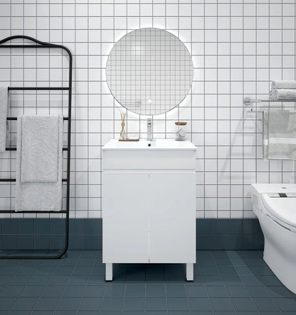 BIANCA 600mm PVC Freestanding Vanity - 600mm / Cabinet + Ceramic Top / Legs