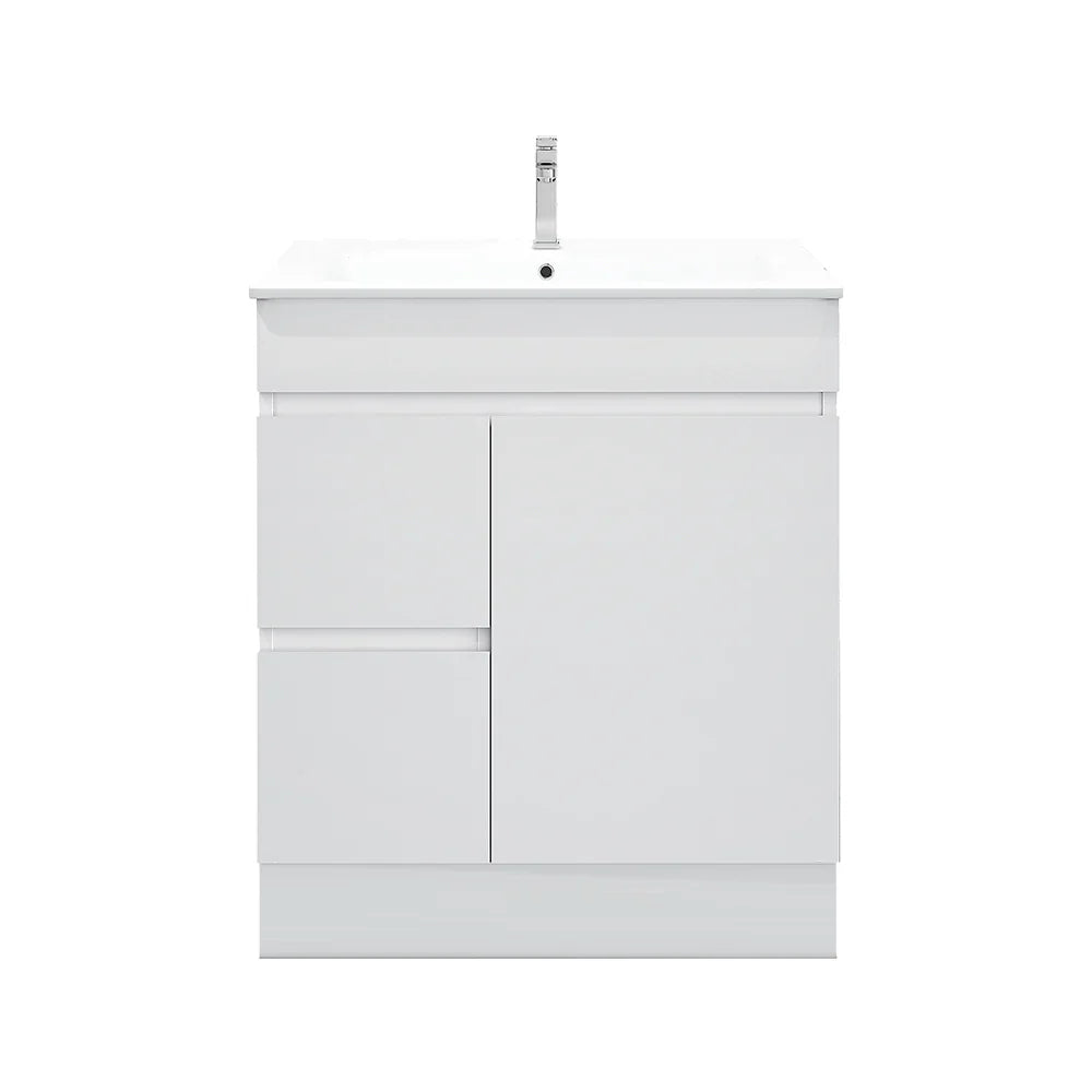 BIANCA 750mm PVC Freestanding Vanity (LHD) - 750mm / Left-Hand Drawer Cabinet + Ceramic Top