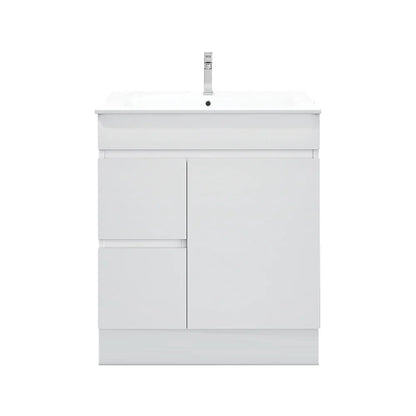 BIANCA 750mm PVC Freestanding Vanity (LHD) - 750mm / Left-Hand Drawer Cabinet + Ceramic Top