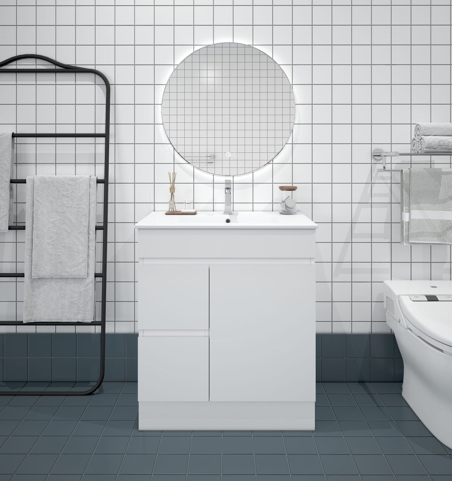 BIANCA 750mm PVC Freestanding Vanity (LHD) (+ BIA-75KB+ OP 75)