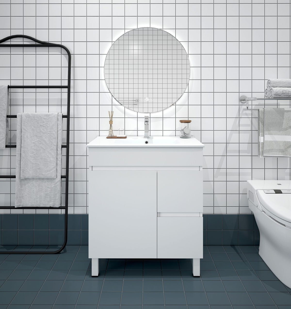 BIANCA 750mm PVC Freestanding Vanity (RHD) (+ BIA-75KB+ OP 75)