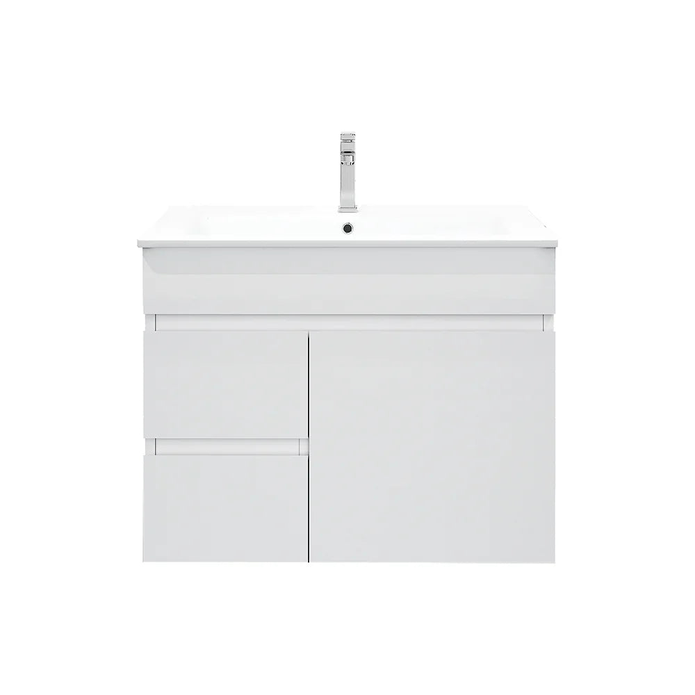 BIANCA 750mm PVC Wall-Hung Vanity (LHD) and (RHD) - 750mm / Light-Hand Drawer / Drawer Cabinet + Ceramic Top