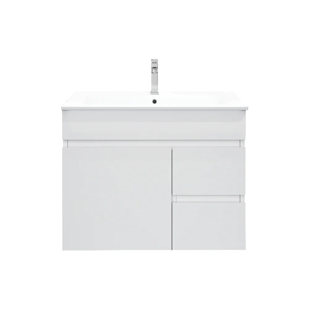 BIANCA 750mm PVC Wall-Hung Vanity (LHD) and (RHD) - 750mm / Right-Hand Drawer / Drawer Cabinet + Ceramic Top