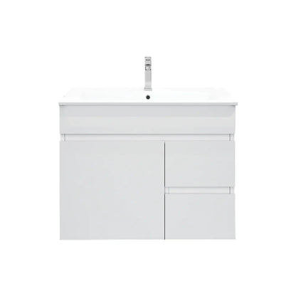 BIANCA 750mm PVC Wall-Hung Vanity (LHD) and (RHD) - 750mm / Right-Hand Drawer / Drawer Cabinet + Ceramic Top