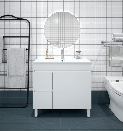 BIANCA 900mm PVC Freestanding Vanity (LHD) (+ BIA-90KB+ OP 90)