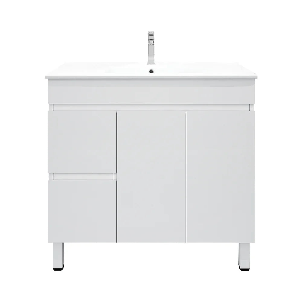 BIANCA 900mm PVC Freestanding Vanity (LHD) and (RHD) - Left-Hand Drawer / Cabinet Only / Legs