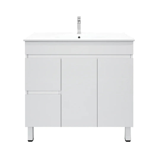 BIANCA 900mm PVC Freestanding Vanity (LHD) and (RHD) - Left-Hand Drawer / Cabinet Only / Legs