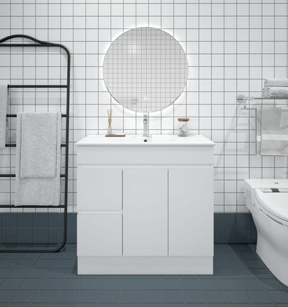 BIANCA 900mm PVC Freestanding Vanity (LHD) (+ BIA-90KB+ OP 90)