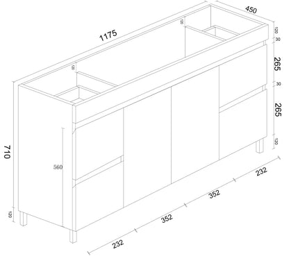 BIANCA 1200mm PVC Freestanding Vanity (+ BIA-120KB + OP 120)