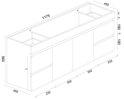 BIANCA 1200mm PVC Wall-Hung Vanity (+ OP 120D)