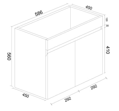 BIANCA 600mm PVC Wall-Hung Vanity (+ OP 60)