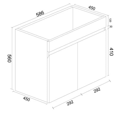 BIANCA 600mm PVC Wall-Hung Vanity - 600mm / Cabinet + Ceramic Top