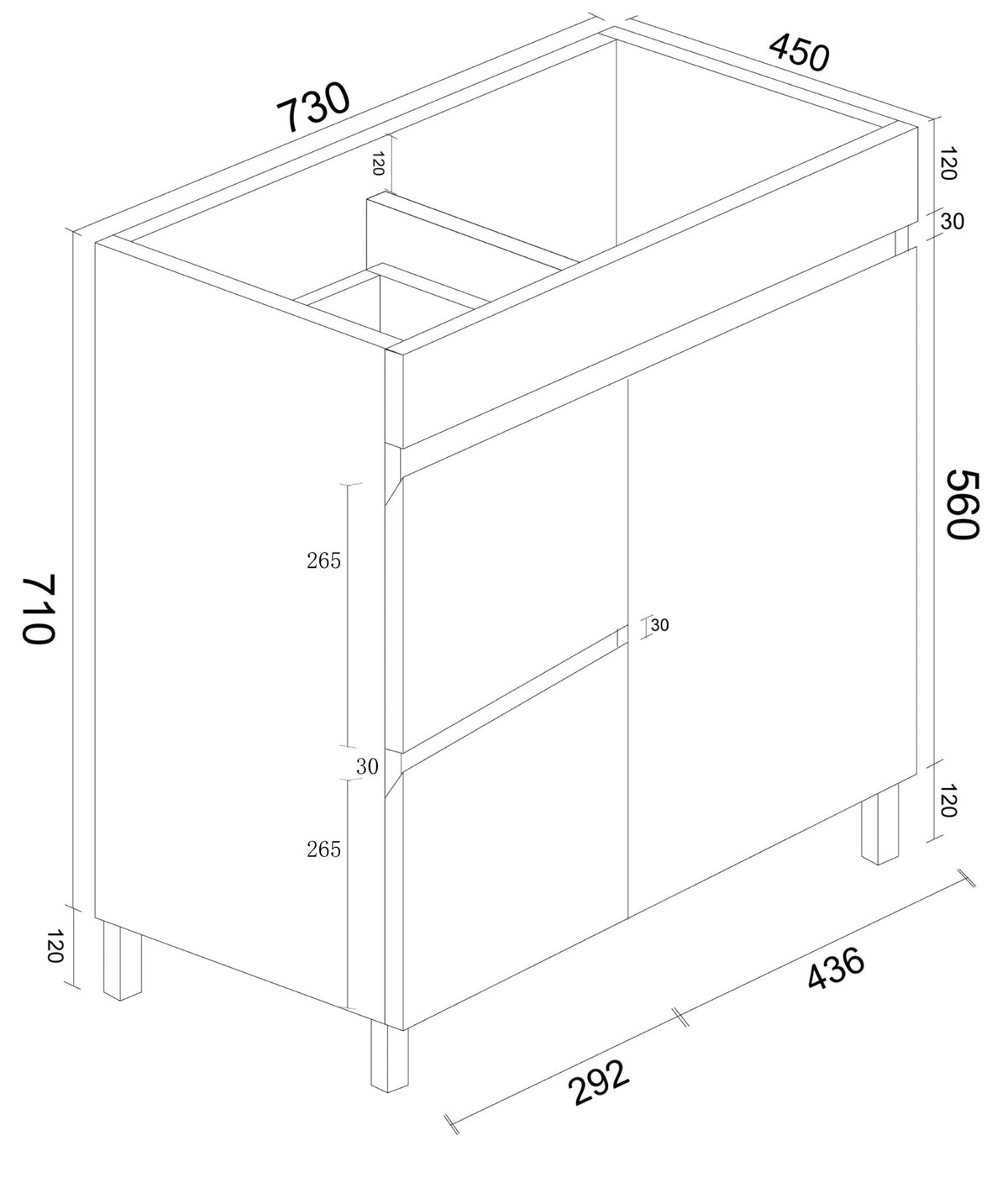 BIANCA 750mm PVC Freestanding Vanity (LHD) (+ OP 75)