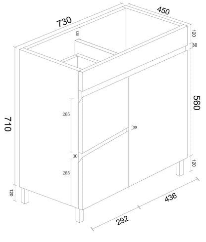 BIANCA 750mm PVC Freestanding Vanity (LHD) (+ OP 75)