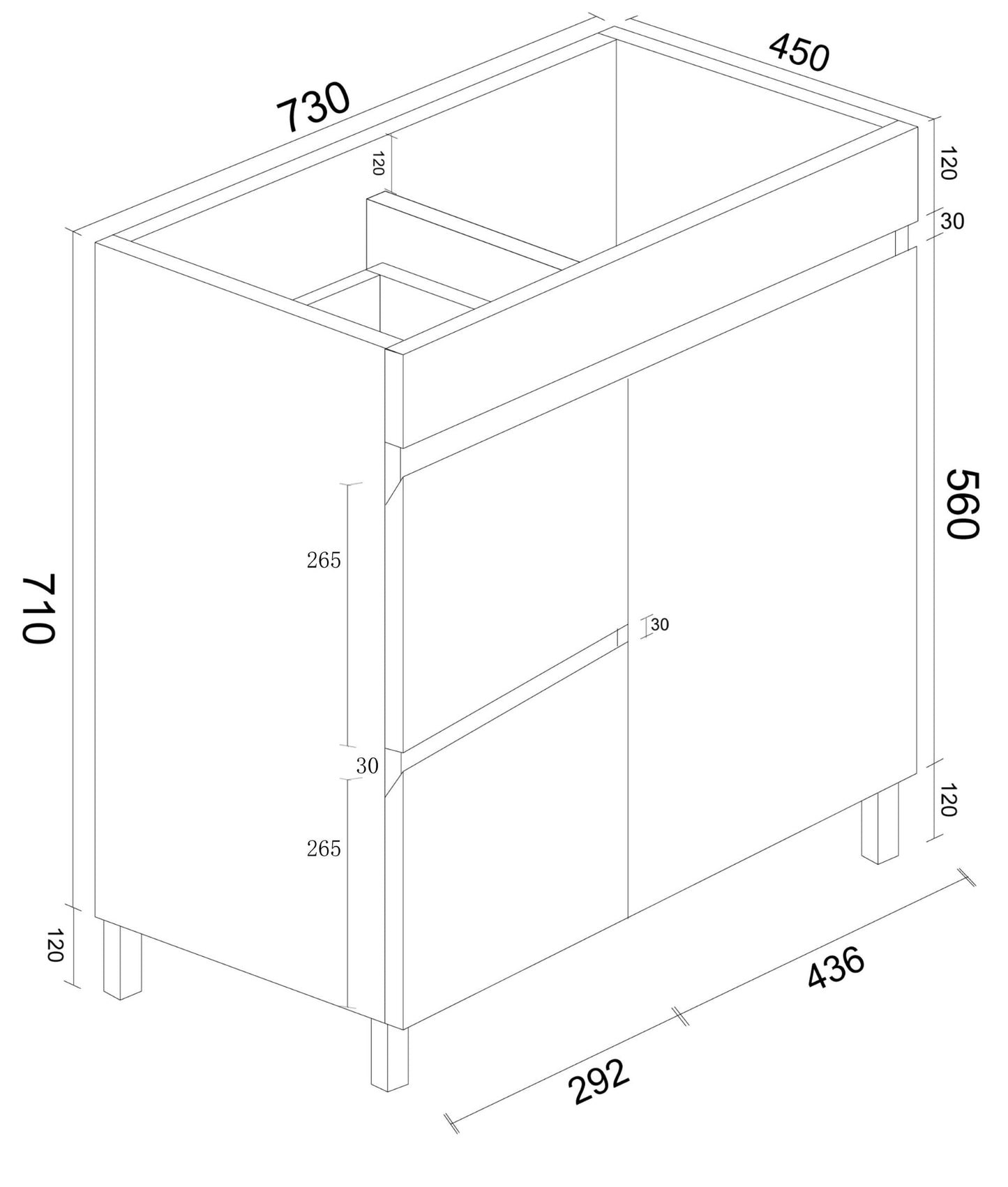 BIANCA 750mm PVC Freestanding Vanity (LHD) (+ BIA-75KB+ OP 75)