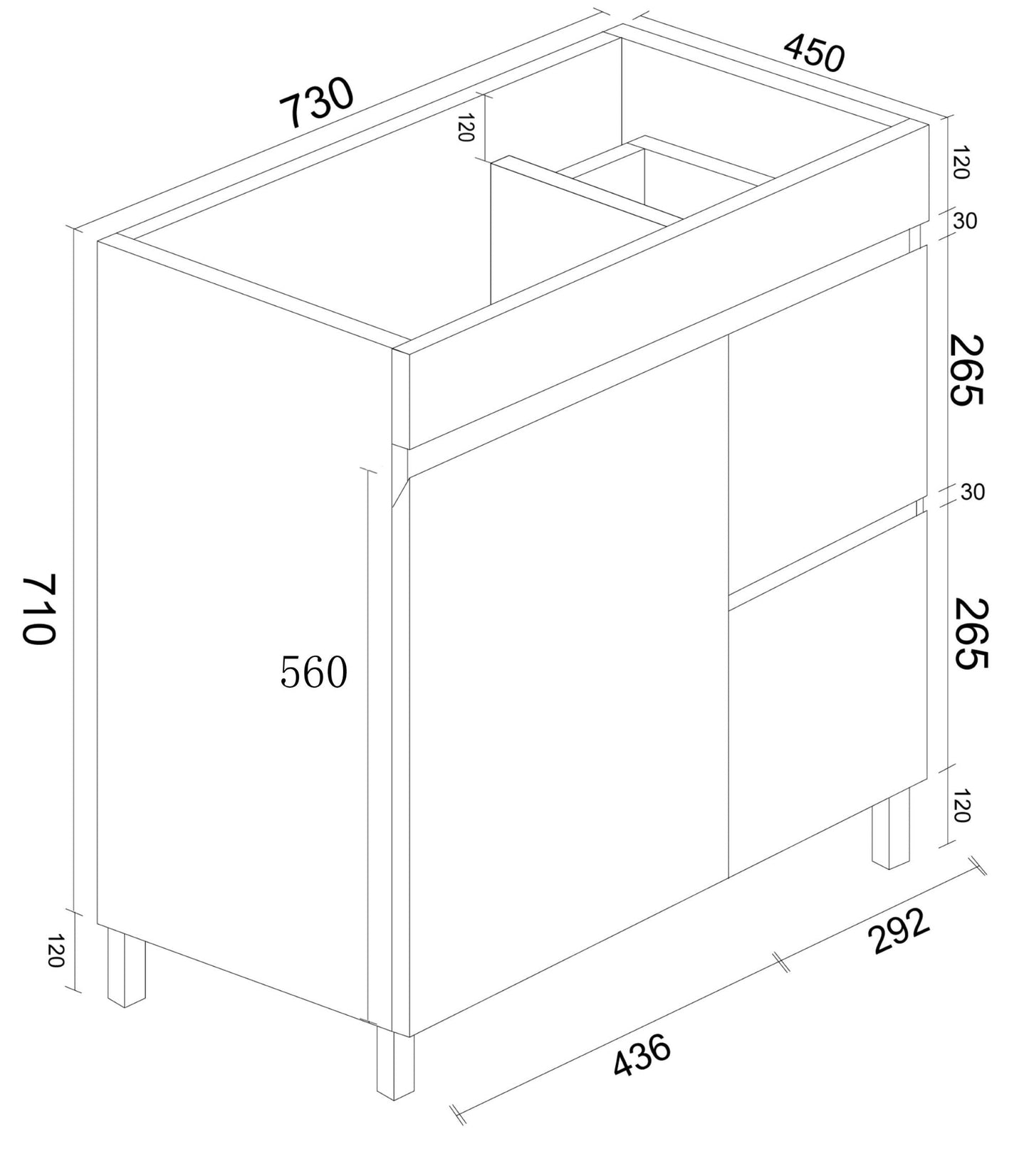 BIANCA 750mm PVC Freestanding Vanity (RHD) (+ OP 75)