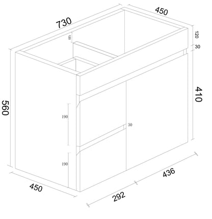 BIANCA 750mm PVC Wall-Hung Vanity (LHD) (+ OP 75)