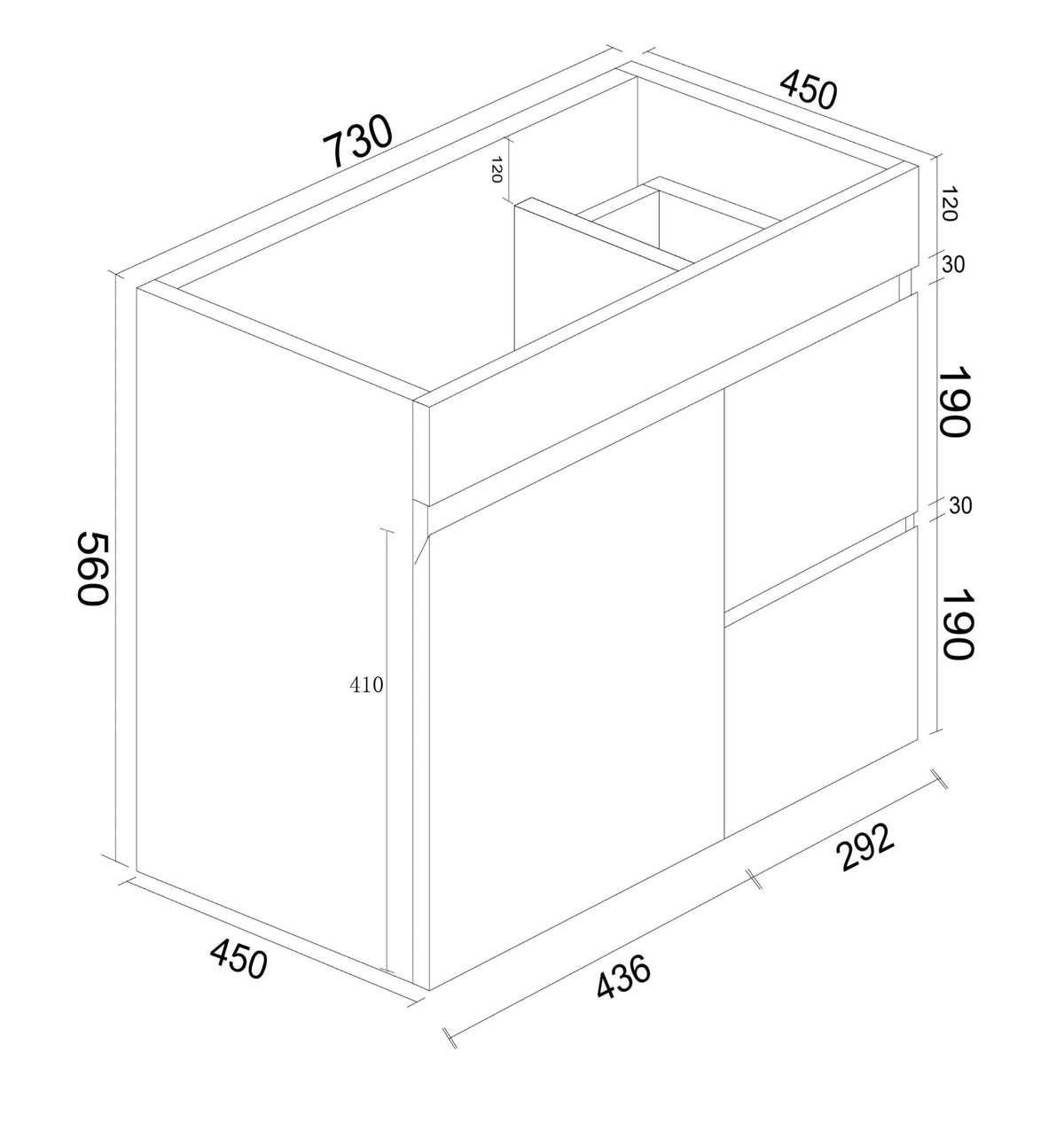 BIANCA 750mm PVC Wall-Hung Vanity (RHD) (+ OP 75)