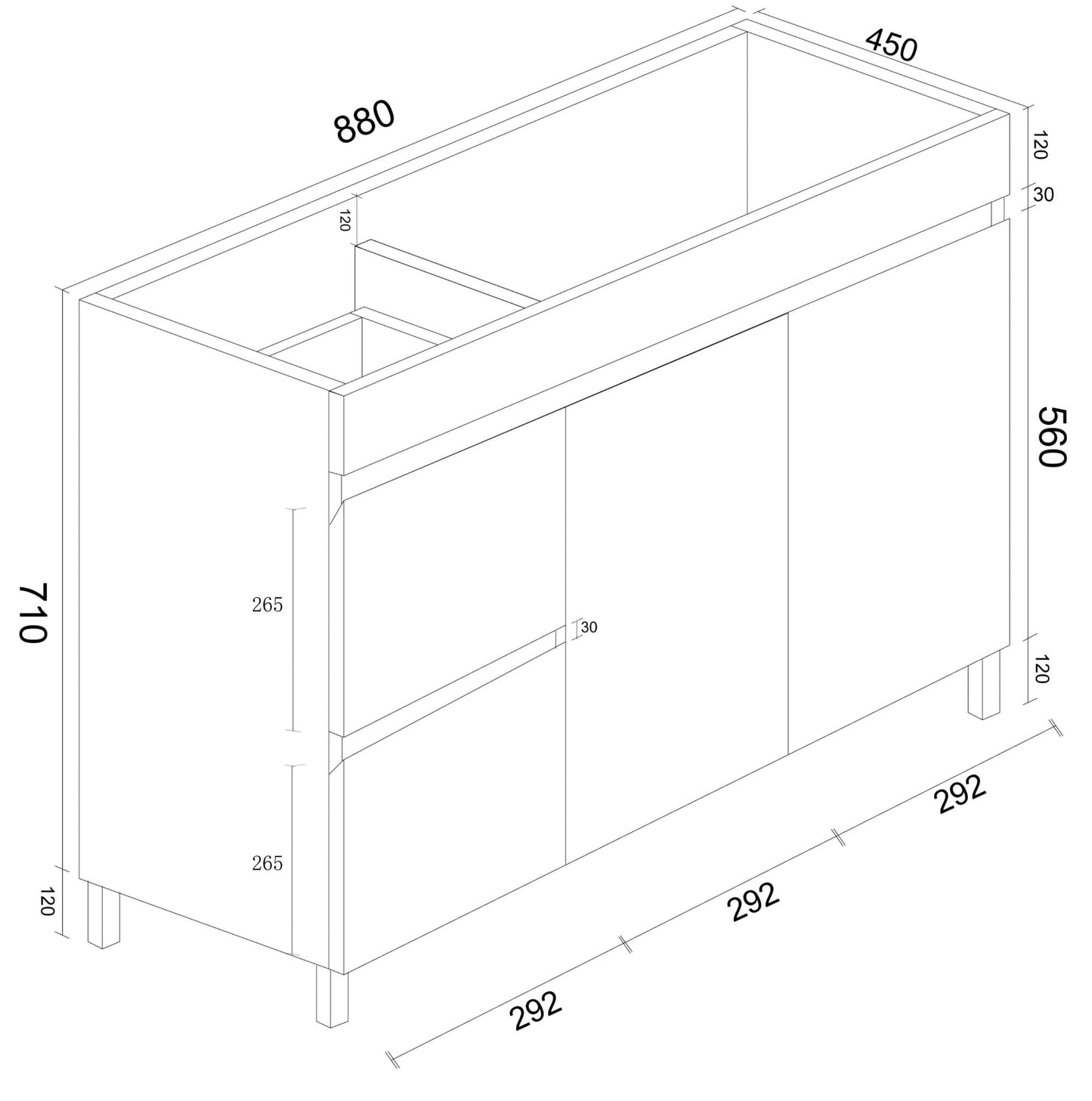 BIANCA 900mm PVC Freestanding Vanity (LHD) (+ BIA-90KB+ OP 90)