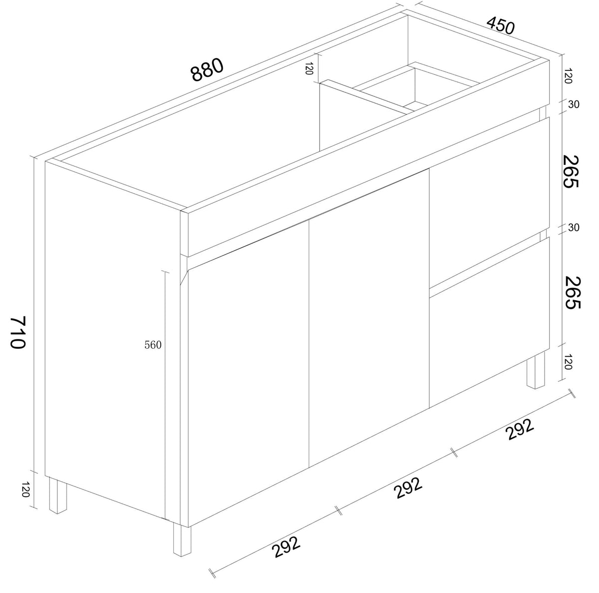BIANCA 900mm PVC Freestanding Vanity (RHD) (+ OP 90)