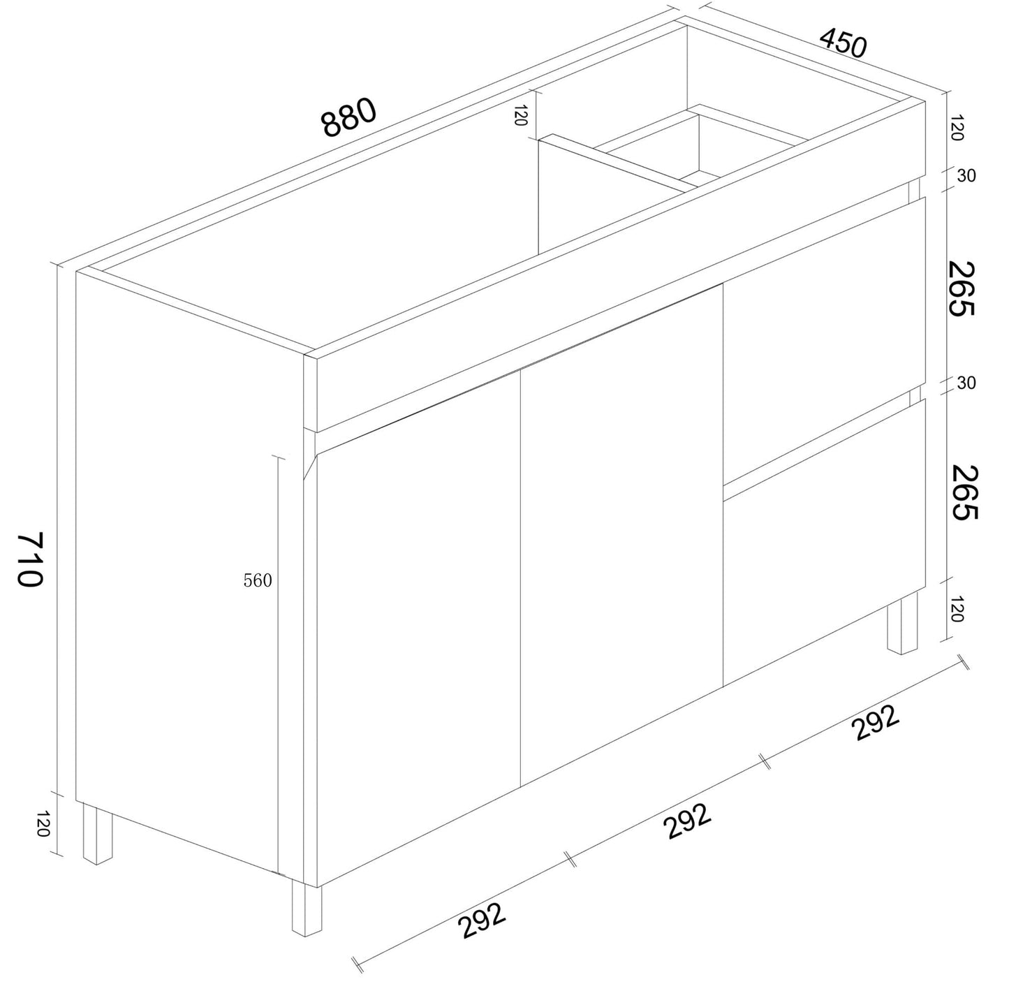 BIANCA 900mm PVC Freestanding Vanity (RHD) (+ BIA-90KB+ OP 90)