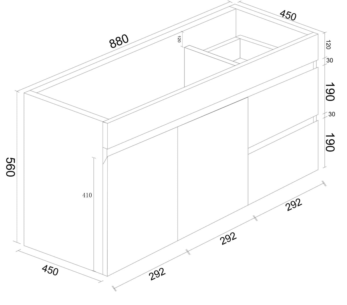 BIANCA 900mm PVC Wall-Hung Vanity (RHD) (+ OP 90)