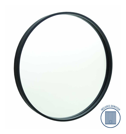 Thermogroup Contractor 600mm Diameter Round Black Frame Mirror with Demister