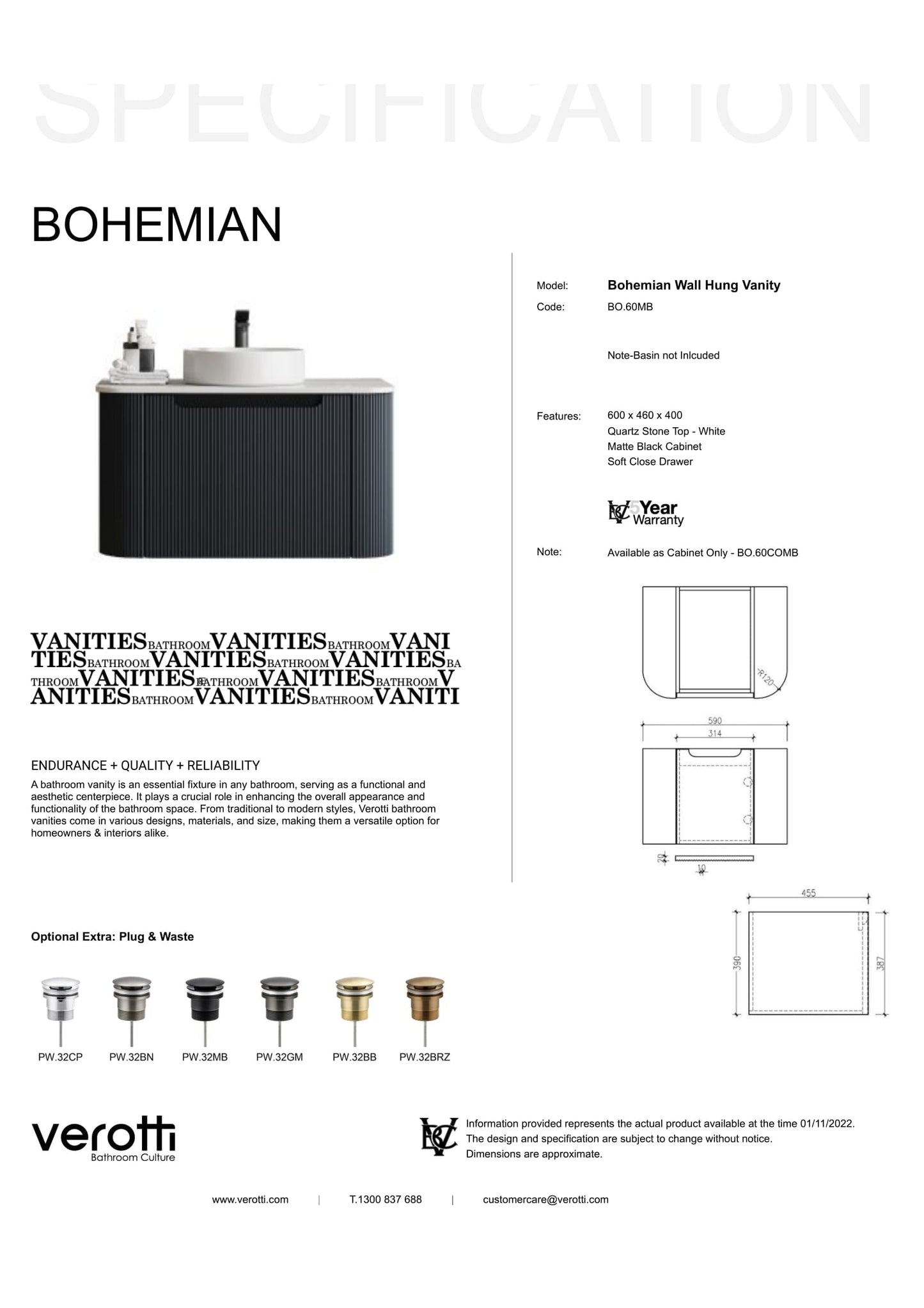 BOHEMIAN 600 VANITY