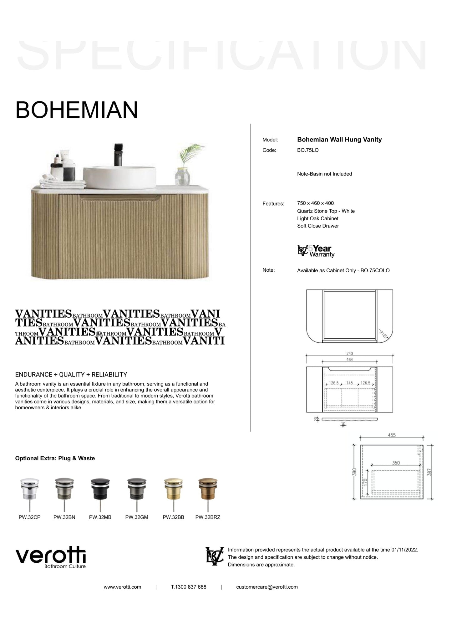 BOHEMIAN 750 VANITY