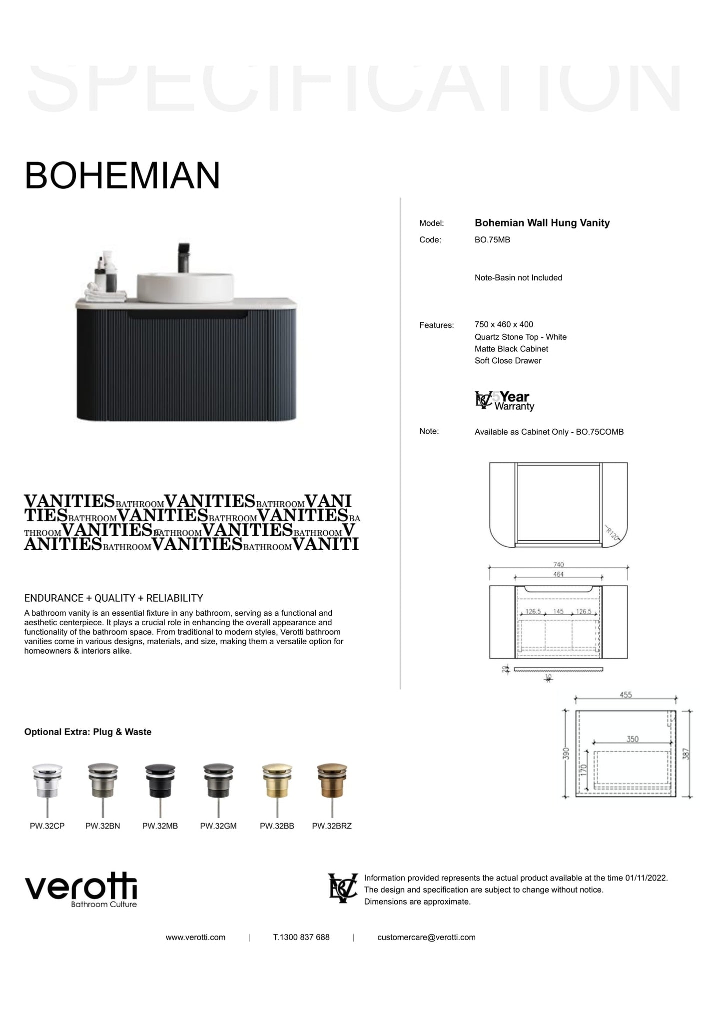 BOHEMIAN 750 VANITY