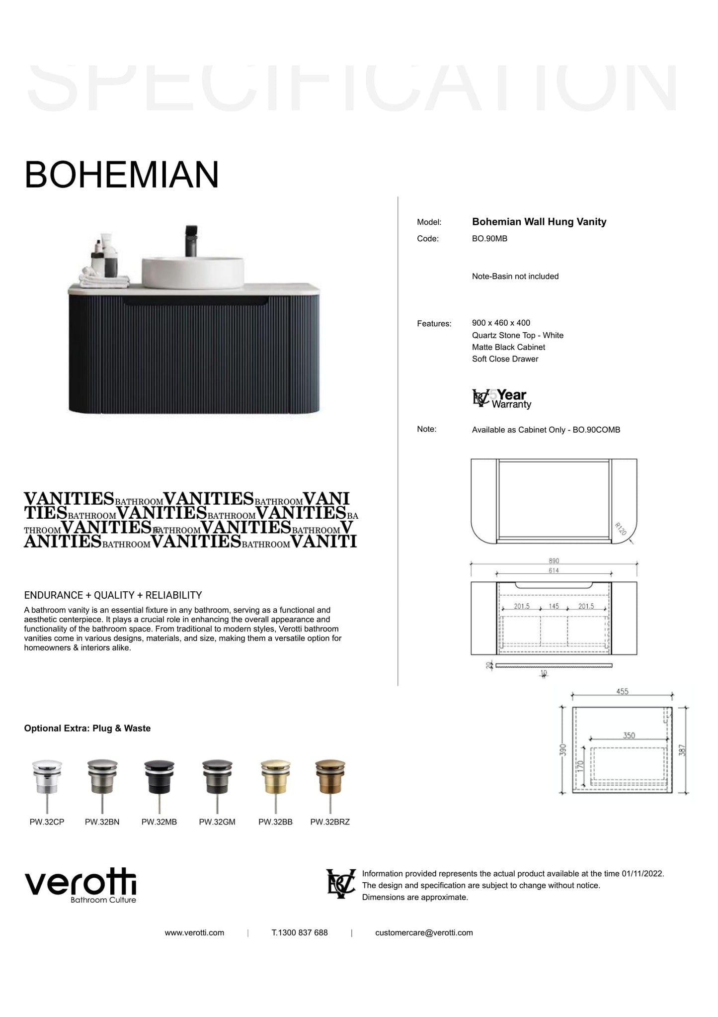 BOHEMIAN 900 VANITY