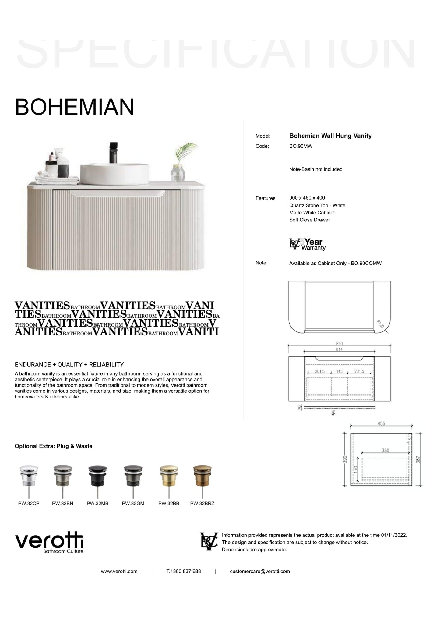 BOHEMIAN 900 VANITY
