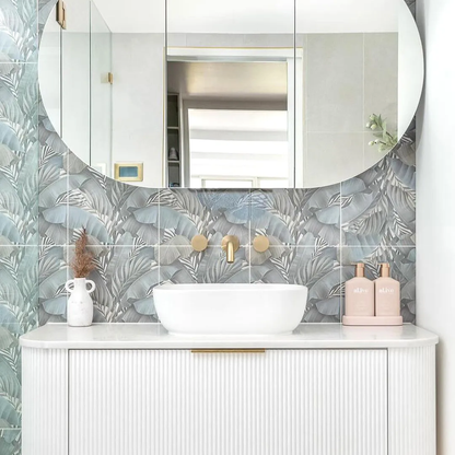 Otti Bondi 1200mm Satin White Fluted Wall Hung Curve Vanity