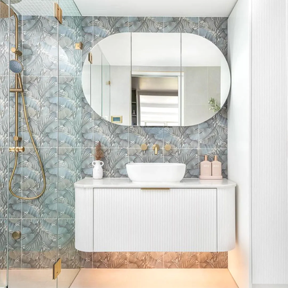 Otti Bondi 1200mm Satin White Fluted Wall Hung Curve Vanity